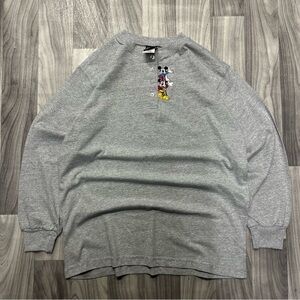 Disney Gray Henley with Mickey Mouse Embroidery